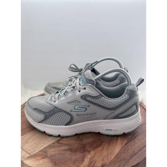 Skechers GoRun Consistent Shoes Womens Size 9.5 Gray Teal Goga Mat 128075 GYTQ - Picture 7 of 13